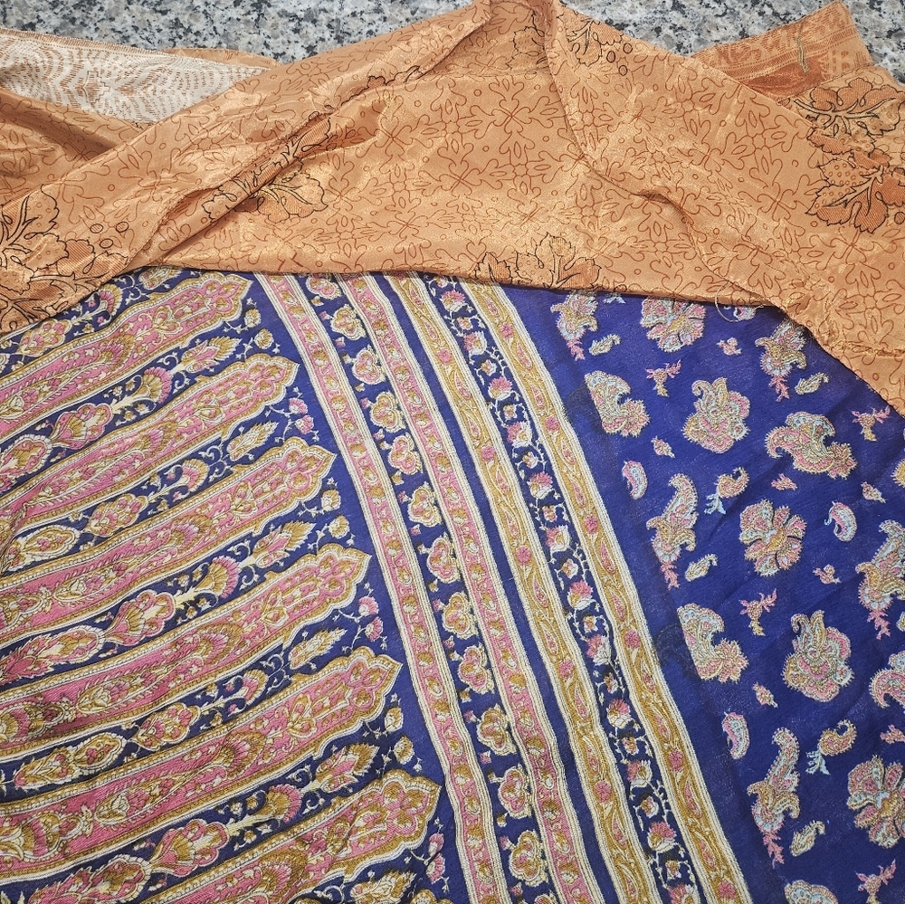 Kariza Vintage One-of-a-Kind Silk Tie Waist Skirt | Short | Boho Artisan - Picture 9 of 12